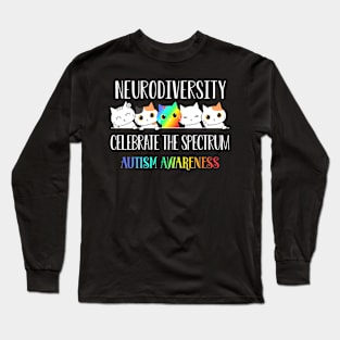 Autism Neurodiversity Celebrate the Spectrum Cat Long Sleeve T-Shirt